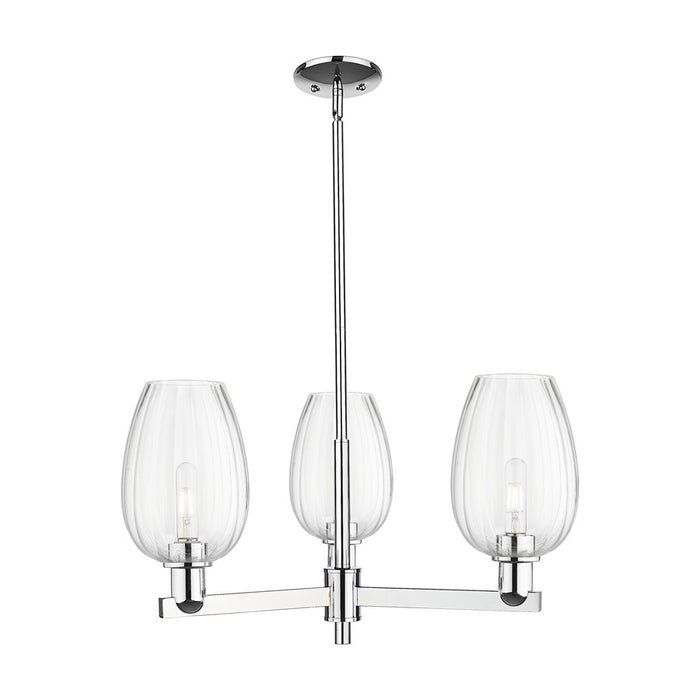 Innovations Preston 3Lt 18" Flute Stem Chandelier, CH/CL - 716-3CR-PC-G457-6CL