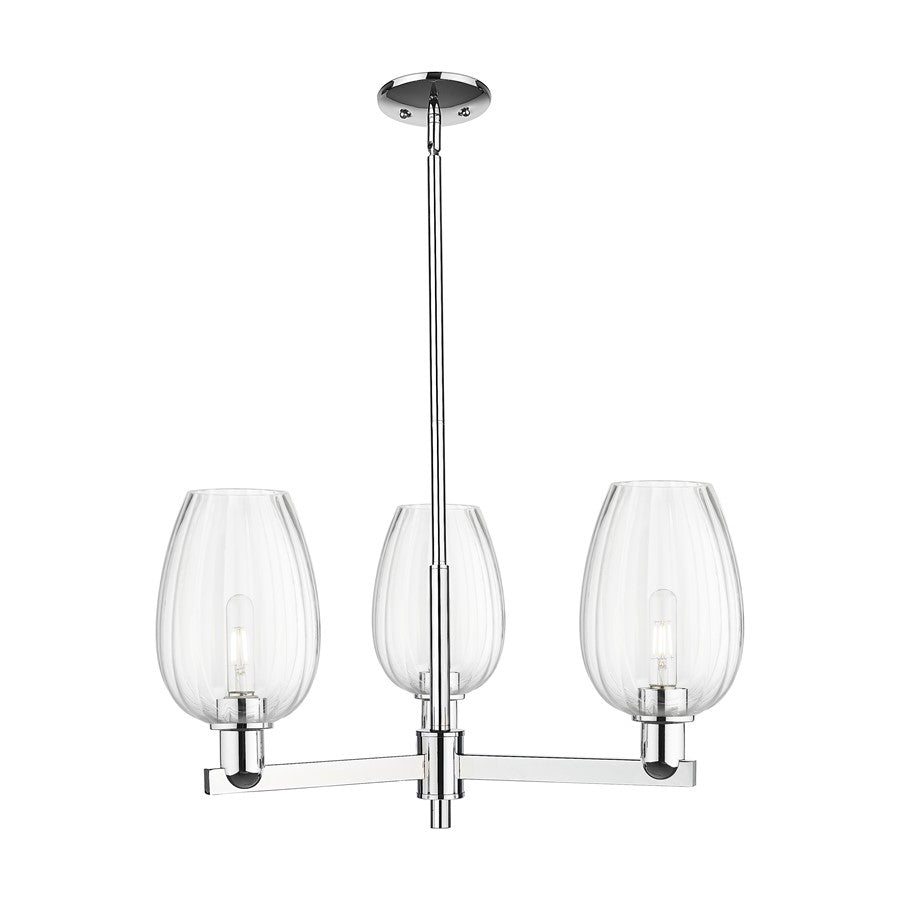 Innovations Preston 3Lt 18" Flute Stem Chandelier, CH/CL - 716-3CR-PC-G457-6CL
