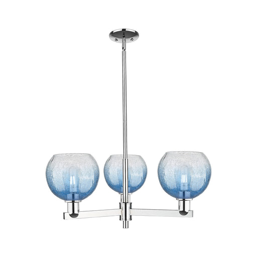 Innovations Brookhaven Globe 30in 3-Light Pendant | Industrial Polished Chrome and Sapphire Blue Glass | Kitchen Island & | Model 716-3CR-PC-G483-8SB