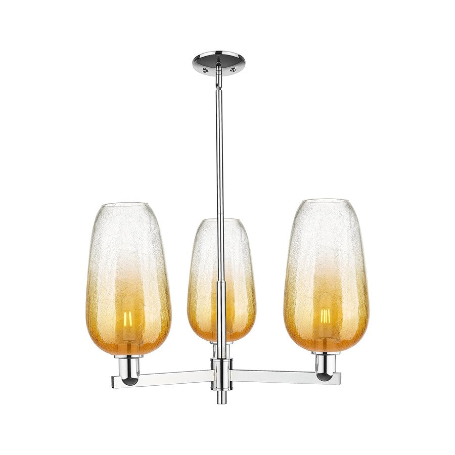 Innovations BH Flute 3Lt 18" Stem Chandelier, CH/AM - 716-3CR-PC-G484-7AM