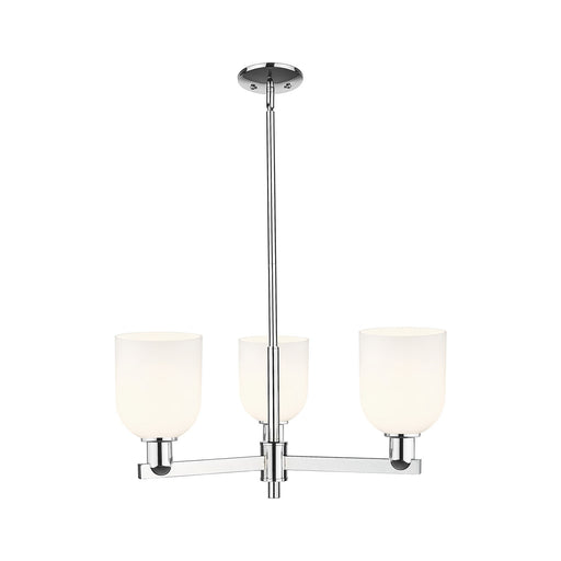 Innovations Bella 27in 3-Light Pendant | Industrial Polished Chrome and White Glass | Kitchen Island & Dining Room | Damp | Model 716-3CR-PC-G558-6GWH