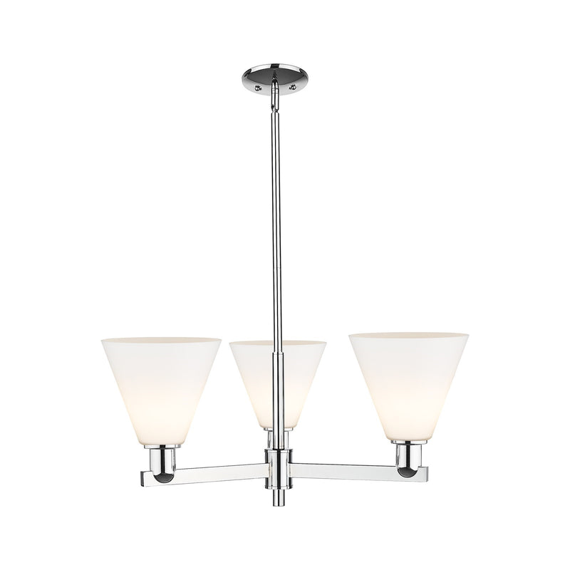 Innovations Berkshire Glass 30in 3-Light Pendant | Industrial Polished Chrome Steel and Matte White Glass | Kitchen Island & | Model 716-3CR-PC-GBC-81