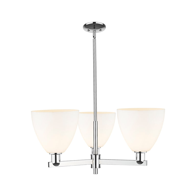 Innovations Bristol 31in 3-Light Pendant | Industrial Polished Chrome Steel and Matte White Glass | Kitchen Island & Dining Room | Model 716-3CR-PC-GBD-91