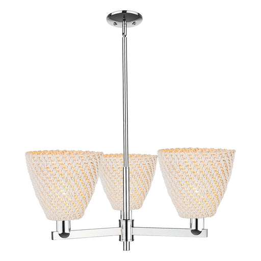 Innovations Bristol Natural 31in 3-Light Pendant | Industrial Polished Chrome and Natural Fiber Dome Shade | Kitchen Island & | Model 716-3CR-PC-NBD-9-NAT