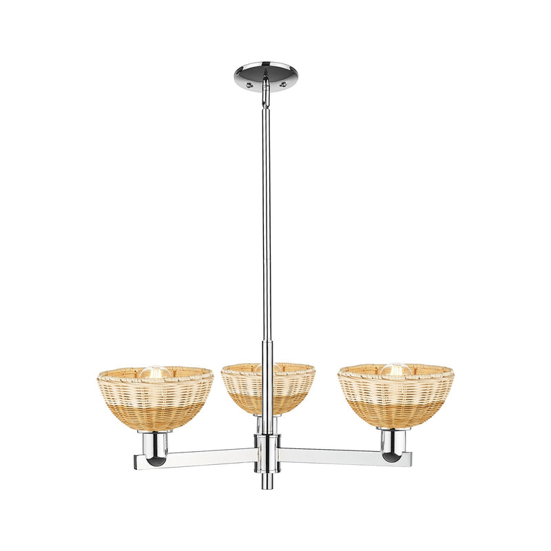 Innovations Natural Ballston Dome 29in 3-Light Pendant | Farmhouse Polished Chrome and Natural Fiber | Kitchen Island & | Model 716-3CR-PC-NBD2-75-NAT