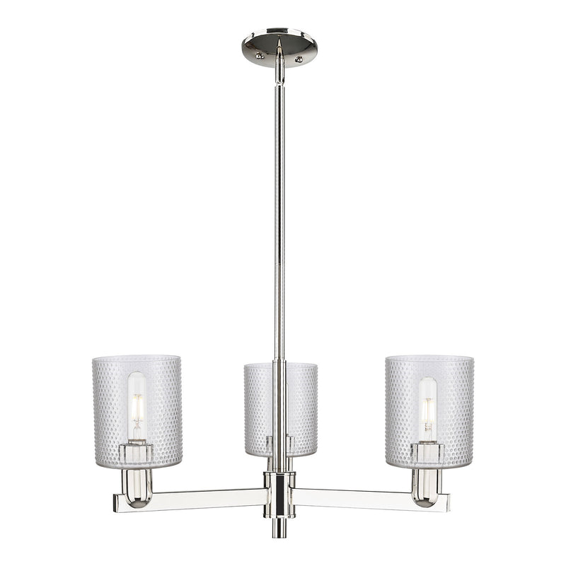 Innovations Cobbleskill 27in 3-Light Pendant | Industrial Polished Nickel Steel and Clear Glass | Kitchen Island & Dining Room | Model 716-3CR-PN-G112