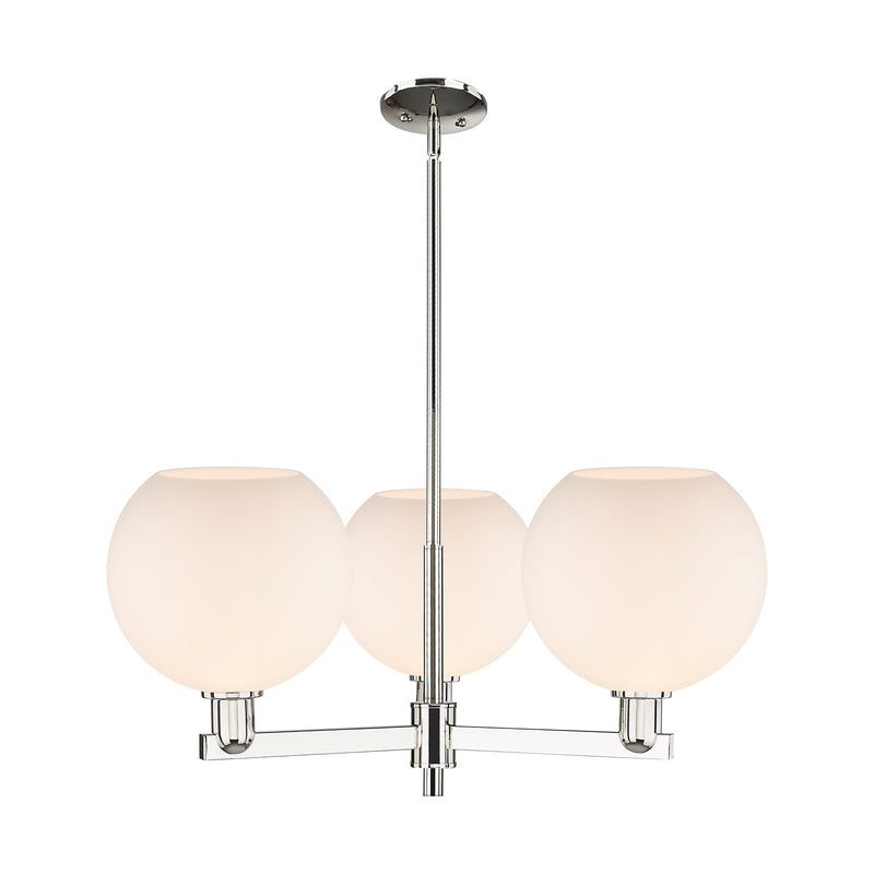 Innovations Athens 32in 3-Light Pendant | Industrial Polished Nickel and Matte White Glass | Kitchen Island & Dining Room | Model 716-3CR-PN-G121-10