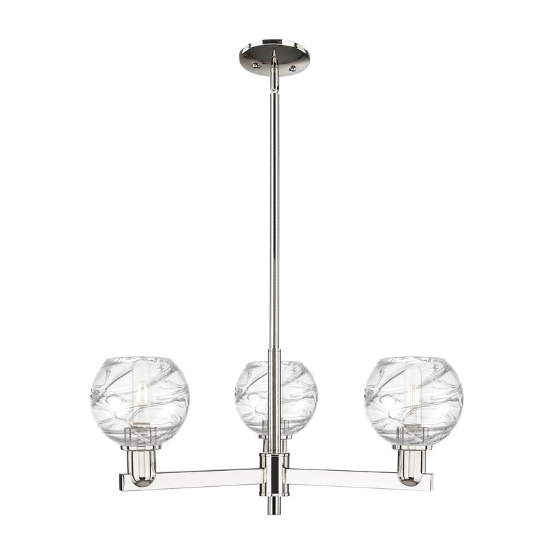 Innovations Athens Deco Swirl 18in 3-Light Pendant | Industrial Polished Nickel Steel and Clear Deco Swirl Glass | Kitchen | Model 716-3CR-PN-G1213-6CL