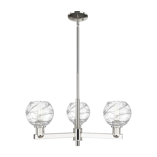 Innovations Athens Deco Swirl 18in 3-Light Pendant | Industrial Polished Nickel Steel and Clear Deco Swirl Glass | Kitchen | Model 716-3CR-PN-G1213-6CL