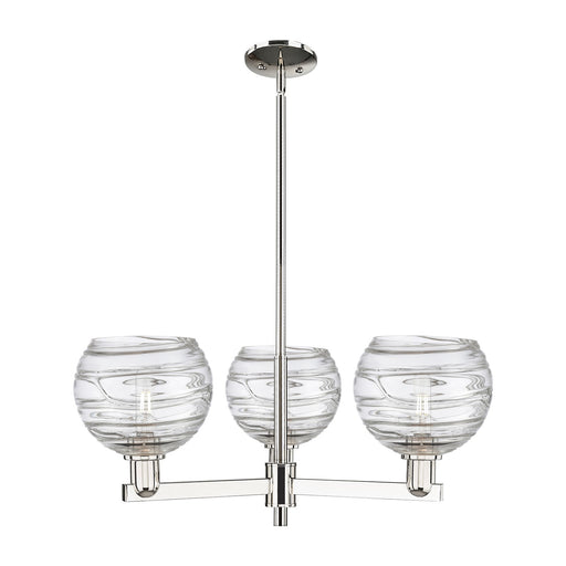 Innovations Athens Deco Swirl 30in 3-Light Pendant | Industrial Polished Nickel Steel and Clear Deco Swirl Glass | Kitchen | Model 716-3CR-PN-G1213-8CL