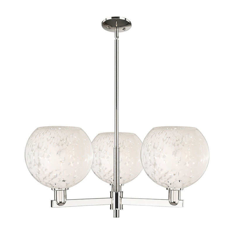 Innovations Lighting Arcadia 32in 3-Light Pendant | Industrial Polished Nickel and White Mouchette Glass | Kitchen Island & | Model 716-3CR-PN-G1216-10WM