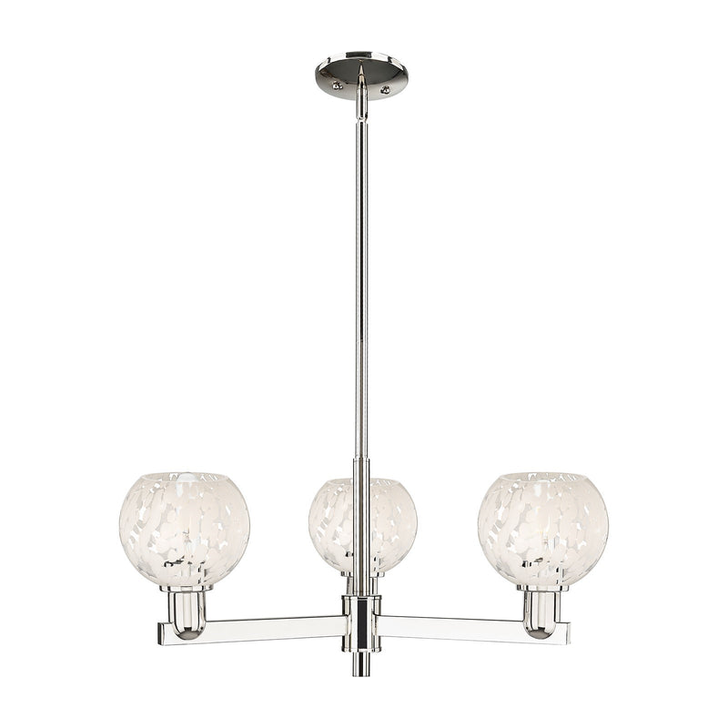 Innovations Lighting White Mouchette 28in 3-Light Pendant | Industrial Polished Nickel Steel and White Glass | Kitchen Island | Model 716-3CR-PN-G1216-6WM