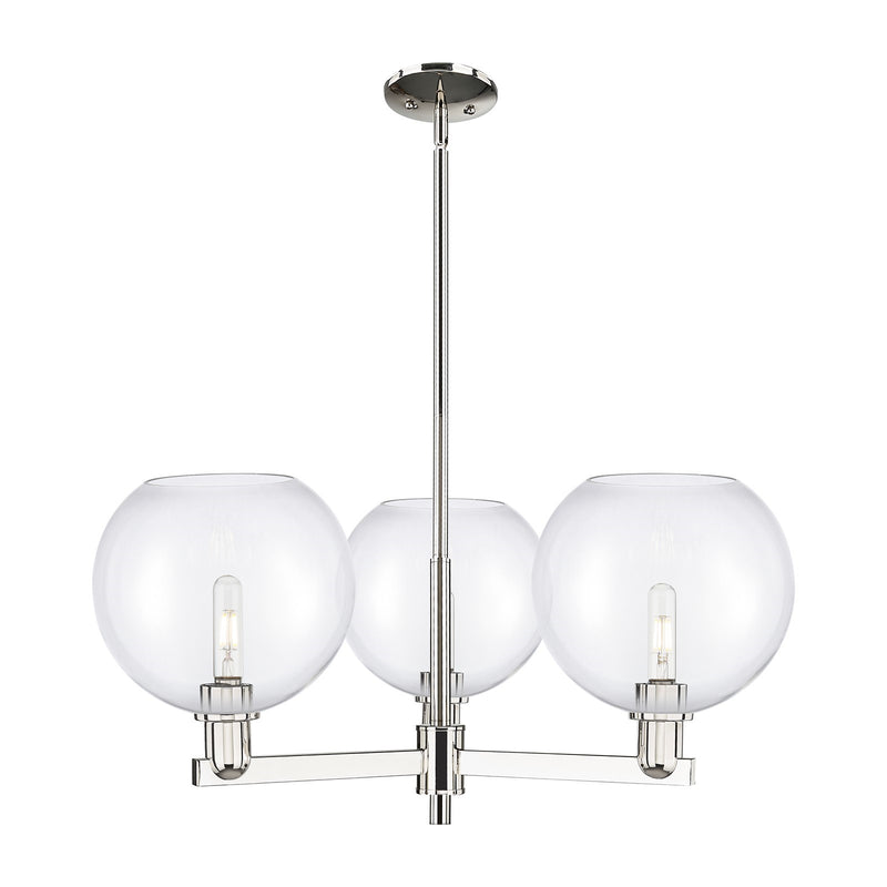 Innovations Athens 32in 3-Light Pendant | Industrial Polished Nickel Steel and Clear Glass | Kitchen Island & Dining Room | Model 716-3CR-PN-G122-10