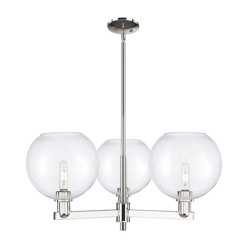 Innovations Athens 32in 3-Light Pendant | Industrial Polished Nickel Steel and Clear Glass | Kitchen Island & Dining Room | Model 716-3CR-PN-G122-10