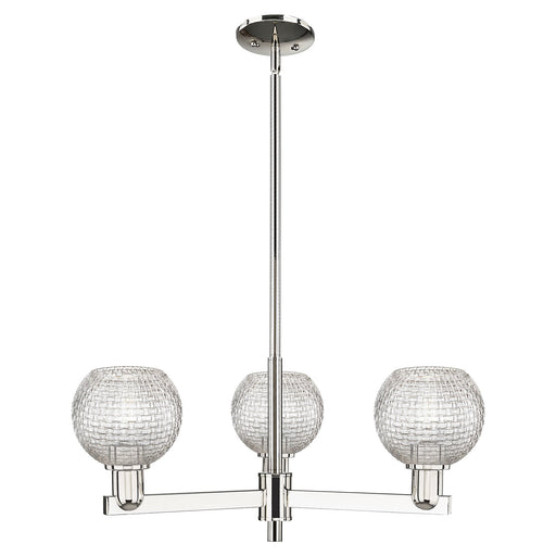 Innovations Athens 28in 3-Light Pendant | Industrial Polished Nickel Steel and Clear Basket Weave Glass | Kitchen Island & | Model 716-3CR-PN-G122C-6CL