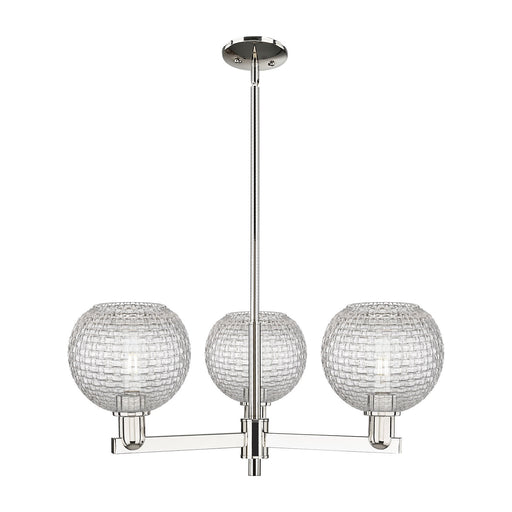 Innovations Athens 30in 3-Light Pendant | Industrial Polished Nickel Steel and Clear Basket Weave Glass | Kitchen Island & | Model 716-3CR-PN-G122C-8CL