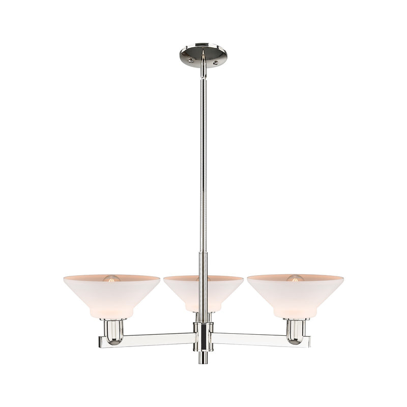 Innovations Orwell 30in 3-Light Pendant | Industrial Polished Nickel Steel and Matte White Glass | Kitchen Island & Dining Room | Model 716-3CR-PN-G131