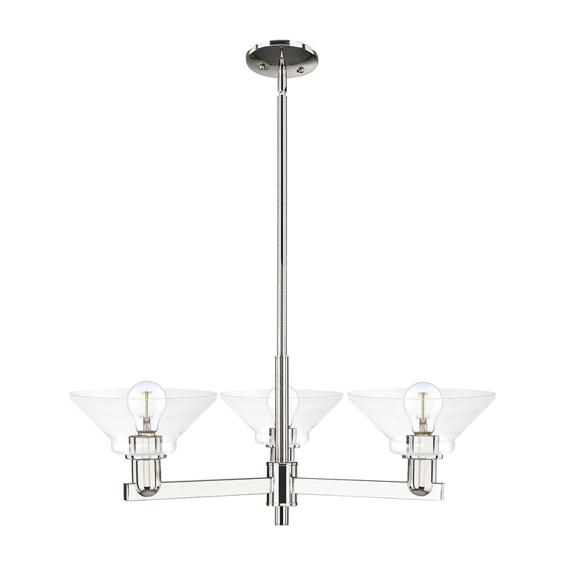 Innovations Orwell 30in 3-Light Pendant | Industrial Polished Nickel Steel and Clear Glass | Kitchen Island & Dining Room | 30.12 | Model 716-3CR-PN-G132