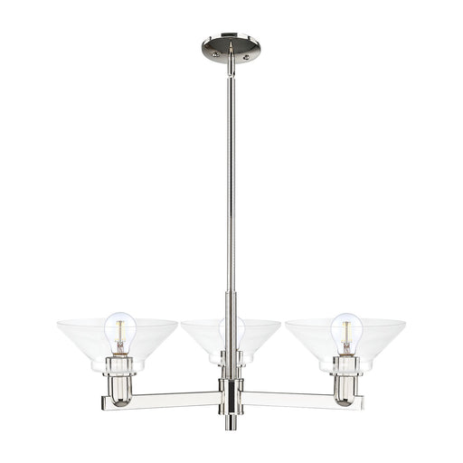 Innovations Orwell 30in 3-Light Pendant | Industrial Polished Nickel Steel and Clear Glass | Kitchen Island & Dining Room | 30.12 | Model 716-3CR-PN-G132