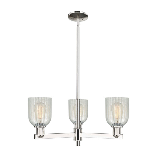 Innovations Caledonia 27in 3-Light Pendant | Industrial Polished Nickel Steel and Mouchette Colorful Glass | Kitchen Island & | Model 716-3CR-PN-G2511