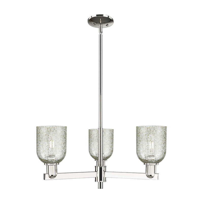 Innovations Caledonia 27in 3-Light Pendant | Industrial Polished Nickel Steel and Mica Glass | Kitchen Island & Dining Room | Model 716-3CR-PN-G259