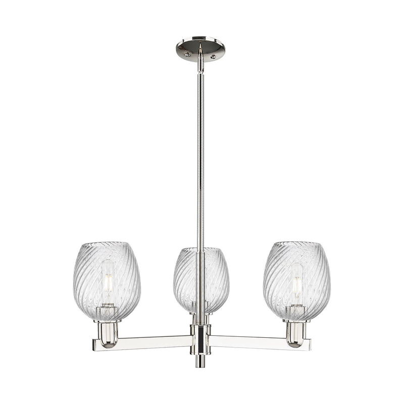 Innovations Salina 28in 3-Light Pendant | Industrial Polished Nickel Steel and Clear Spiral Fluted Glass | Kitchen Island & Dining | Model 716-3CR-PN-G292