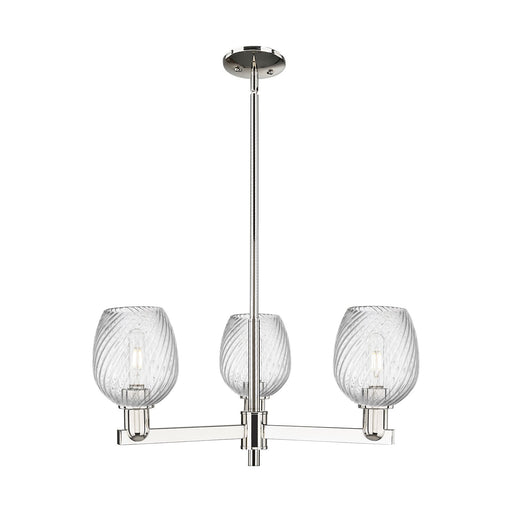 Innovations Salina 28in 3-Light Pendant | Industrial Polished Nickel Steel and Clear Spiral Fluted Glass | Kitchen Island & Dining | Model 716-3CR-PN-G292