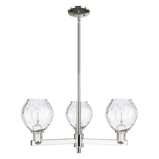Innovations Waverly 28in 3-Light Pendant | Industrial Polished Nickel Steel and Clear Water Glass | Kitchen Island & Dining Room | Model 716-3CR-PN-G362