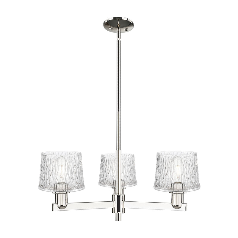 Innovations Niagara 28in 3-Light Pendant | Industrial Polished Nickel and Clear Textured Glass | Kitchen Island & Dining Room | Model 716-3CR-PN-G402