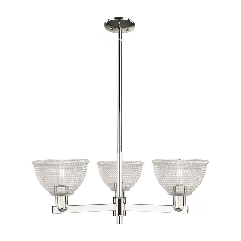 Innovations Arietta 30in 3-Light Pendant | Industrial Polished Nickel Steel and Clear Glass | Kitchen Island & Dining Room | Damp | Model 716-3CR-PN-G422