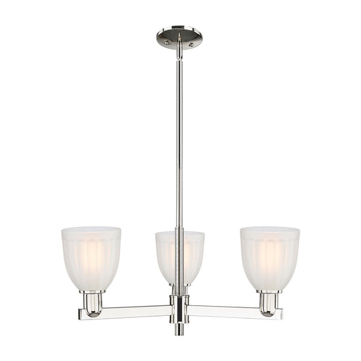 Innovations Brookfield 28in 3-Light Pendant | Industrial Polished Nickel Steel and White Frosted Ribbed Glass | Kitchen Island & | Model 716-3CR-PN-G441