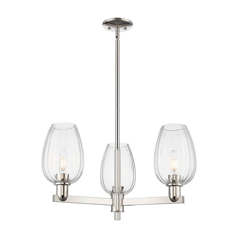 Innovations Preston 3Lt 18" Flute Stem Chandelier, PN/CL - 716-3CR-PN-G457-6CL