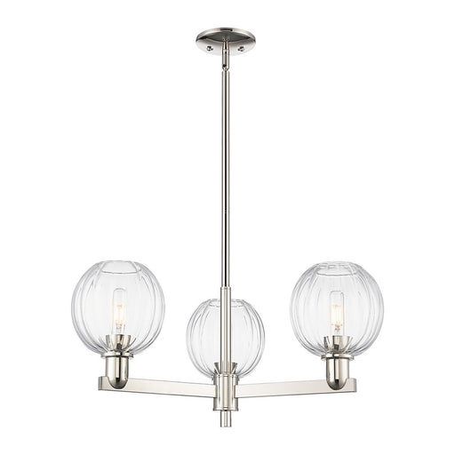 Innovations Preston 3Lt 18" Globe Stem Chandelier, PN/CL - 716-3CR-PN-G458-7CL