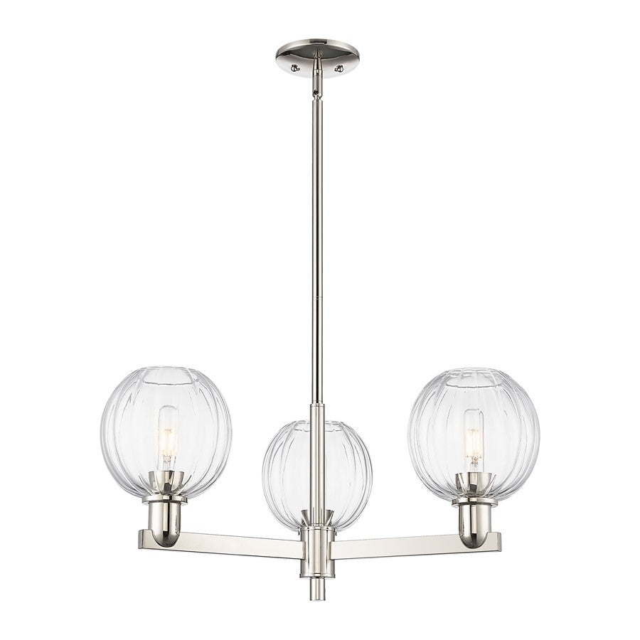 Innovations Preston 3Lt 18" Globe Stem Chandelier, PN/CL - 716-3CR-PN-G458-7CL