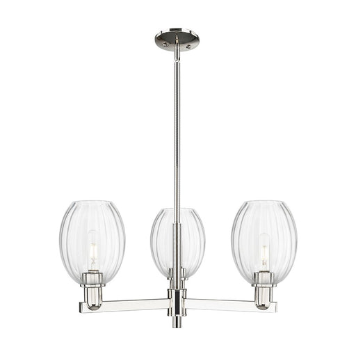 Innovations Preston 3Lt 18" Bell Stem Chandelier, PN/Clear - 716-3CR-PN-G459-6CL