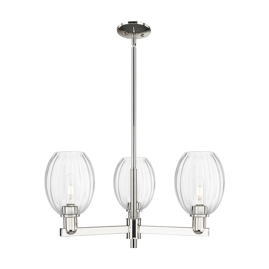 Innovations Preston 3Lt 18" Bell Stem Chandelier, PN/Clear - 716-3CR-PN-G459-6CL
