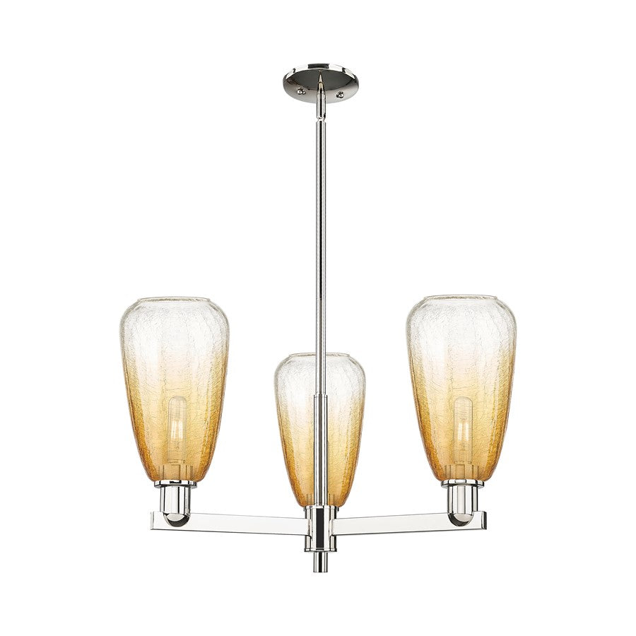 Innovations BH Almond 3Lt 18" Stem Chandelier, PN/AM - 716-3CR-PN-G480-6AM