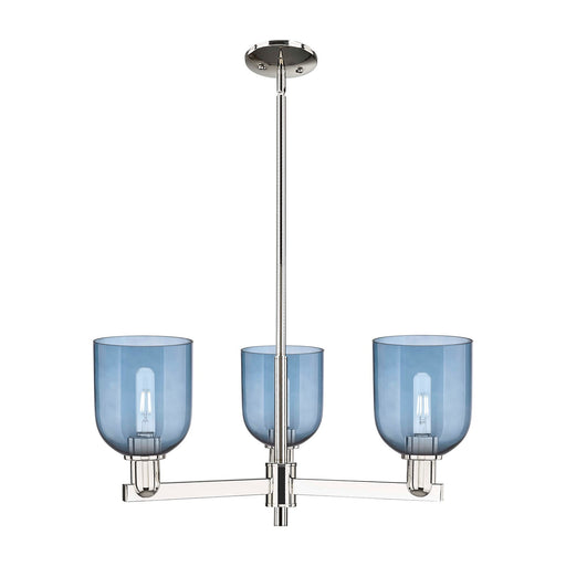 Innovations Bella 27in 3-Light Pendant | Industrial Polished Nickel and Blue Glass | Kitchen Island & Dining Room | 27.25 x | Model 716-3CR-PN-G558-6BL