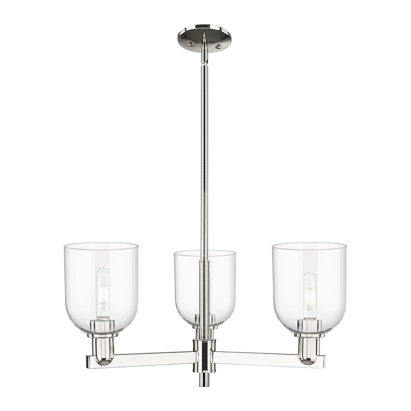 Innovations Bella 27in 3-Light Pendant | Industrial Polished Nickel Steel and Clear Glass | Kitchen Island & Dining Room | Model 716-3CR-PN-G558-6CL