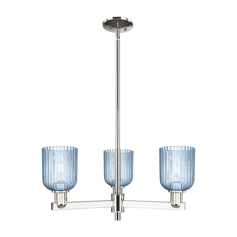 Innovations Bridal Veil 3Lt 18" Chandelier, PN/Blue - 716-3CR-PN-G559-5BL