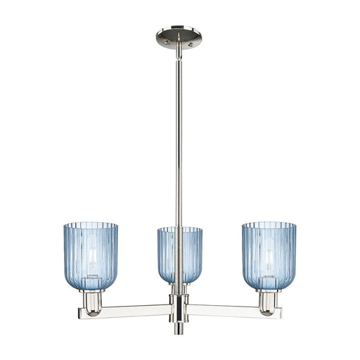 Innovations Bridal Veil 3Lt 18" Chandelier, PN/Blue - 716-3CR-PN-G559-5BL