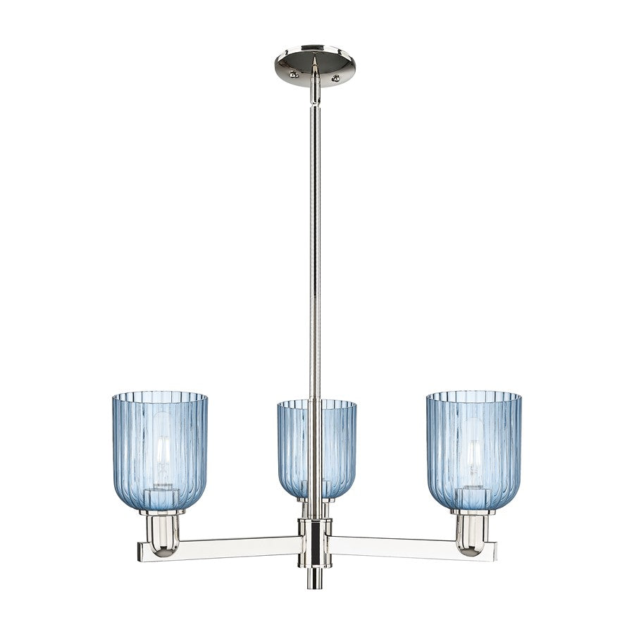 Innovations Bridal Veil 3Lt 18" Chandelier, PN/Blue - 716-3CR-PN-G559-5BL