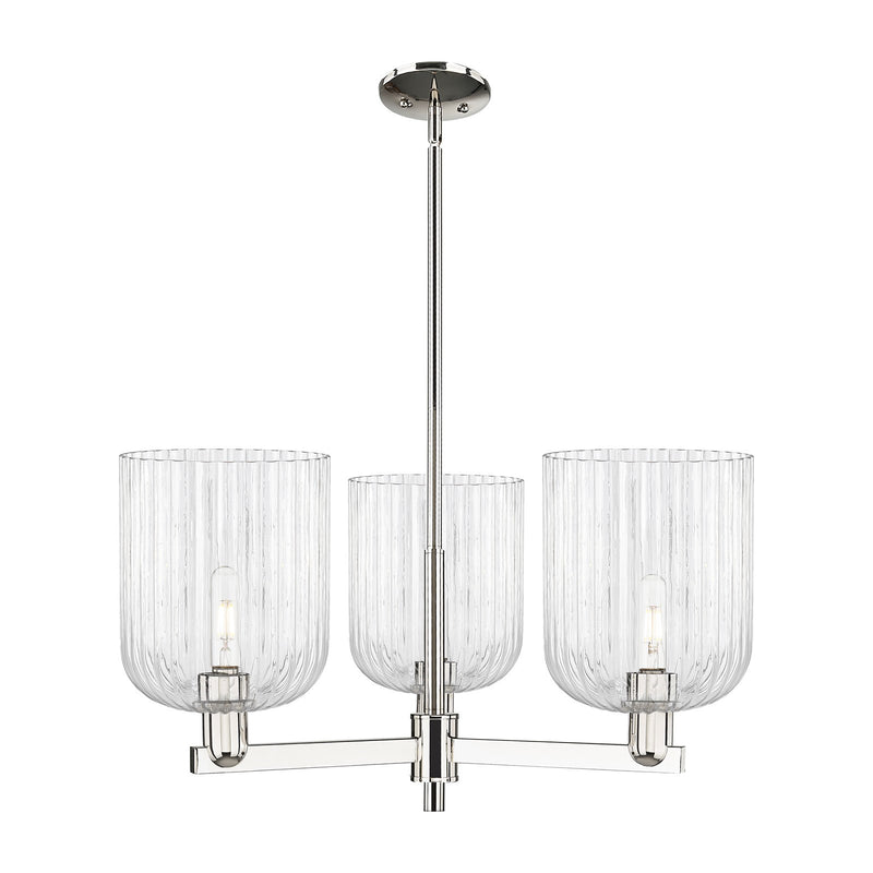 Innovations Bridal Veil 30in 3-Light Pendant | Industrial Polished Nickel Steel and Clear Ribbed Glass | Kitchen Island & | Model 716-3CR-PN-G559-8CL