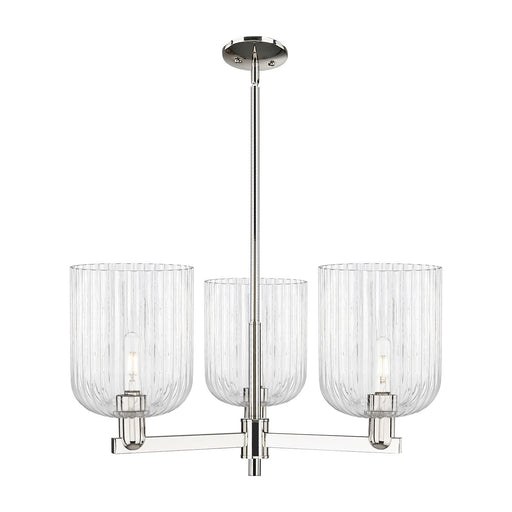 Innovations Bridal Veil 30in 3-Light Pendant | Industrial Polished Nickel Steel and Clear Ribbed Glass | Kitchen Island & | Model 716-3CR-PN-G559-8CL