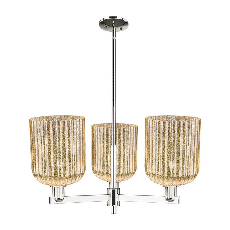 Innovations Bridal Veil 30in 3-Light Pendant | Industrial Polished Nickel and Mercury Ribbed Glass | Kitchen Island & Dining | Model 716-3CR-PN-G559-8ME