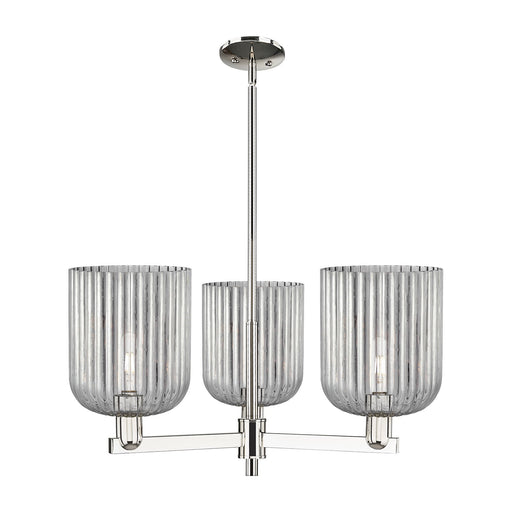Innovations Bridal Veil 30in 3-Light Pendant | Industrial Polished Nickel and Light Smoke Ribbed Glass | Kitchen Island & | Model 716-3CR-PN-G559-8SM