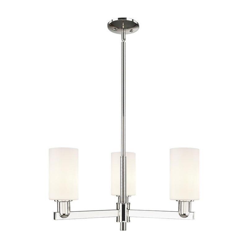 Innovations Clymer 26in 3-Light Pendant | Industrial Polished Nickel and Matte White Glass | Kitchen Island & Dining Room | 25.62 | Model 716-3CR-PN-G801