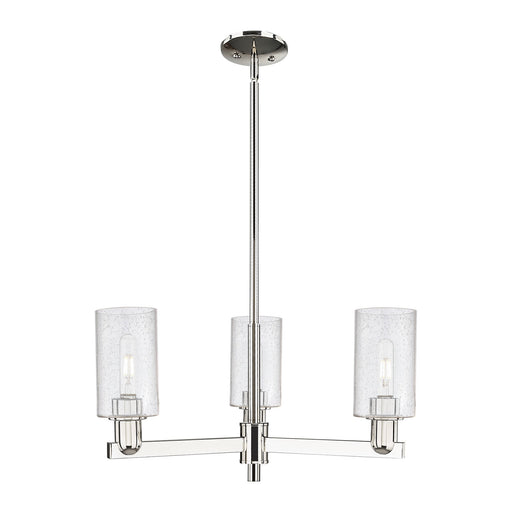 Innovations Clymer 26in 3-Light Pendant | Industrial Polished Nickel Steel and Seedy Glass | Kitchen Island & Dining Room | 25.62 | Model 716-3CR-PN-G804