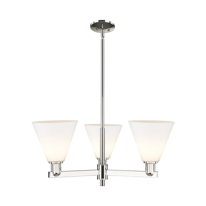 Innovations Berkshire Glass 30in 3-Light Pendant | Industrial Polished Nickel and Matte White Glass | Kitchen Island & Dining | Model 716-3CR-PN-GBC-81