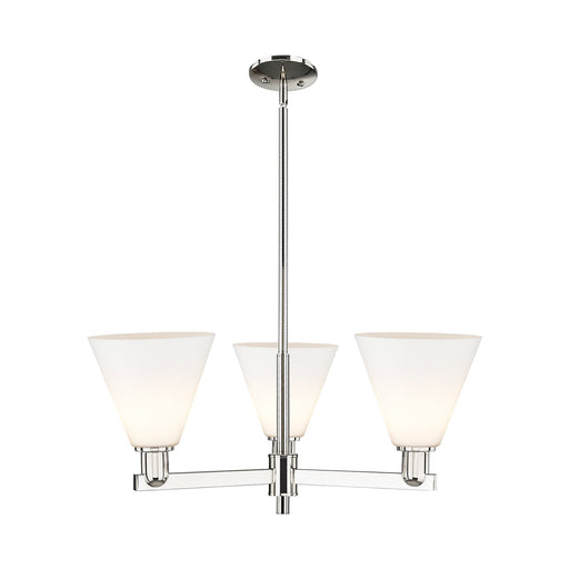Innovations Berkshire Glass 30in 3-Light Pendant | Industrial Polished Nickel and Matte White Glass | Kitchen Island & Dining | Model 716-3CR-PN-GBC-81